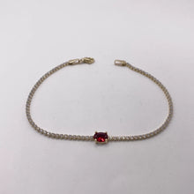 PULSERA TIPO TENNIS CON ZIRCONIA OVAL CENTRAL ROJO - ORO 10K