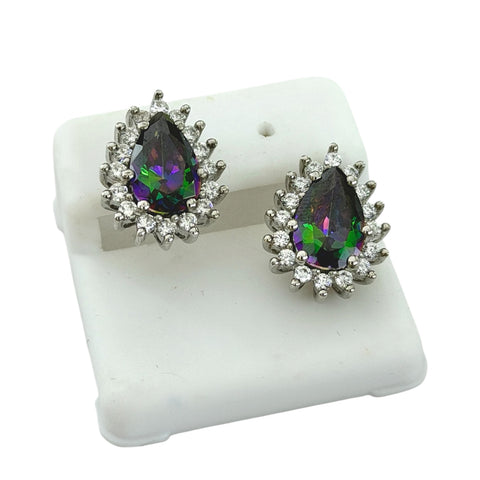 ARETE GOTA JUMBO TORNASOL OSCURO - PLATA .925