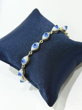 PULSERA OJO FORMA NATURAL BLANCO-AZUL - PLATA .925