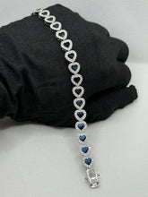 PULSERA CORAZÓN ZIRCONIA AZUL - PLATA .925