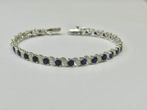 PULSERA VIÑETAS ZIRCONIA AZUL- PLATA .925