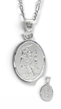 CADENA CON MEDALLA DOBLE VISTA - ARCÁNGEL MIGUE + VIRGEN GUADALUPE - PLATA .925
