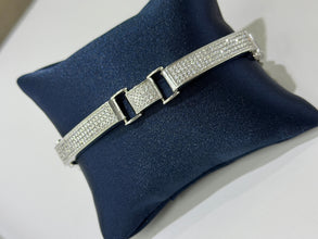 PULSO BARRAS ZIRCONIAS ITALY 21.5 CM - PLATA .925