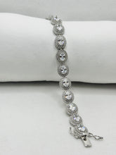PULSERA OVAL ZIRCONIA CON DOBLE CONTORNO - PLATA .925