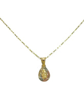 CADENA CON MEDALLA VIRGEN DE GUADALUPE - GOTA MINI FLORENTINO - ORO 10K