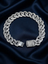 PULSO BARBADO CON ZIRCONIA INCRUSTADA - 18 cm x 1.1 cm - PLATA .925
