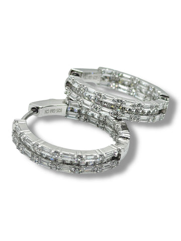 ARRACADA GRANDE BAGUETTES - BROCHE CLICK - PLATA .925