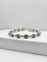 PULSERA CUADRO VERDE ENLACES - PLATA .925