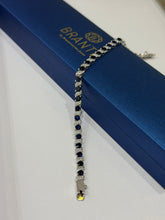 PULSERA VIÑETAS ZIRCONIA AZUL- PLATA .925