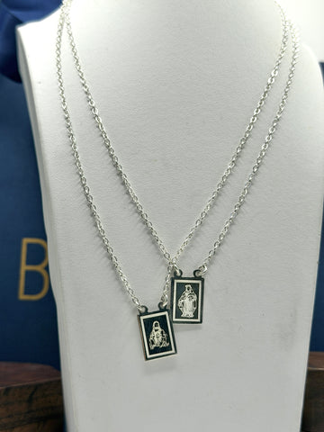 ESCAPULARIO - VIRGEN DEL CARMEN / SAGRADO CORAZON - PLATA .925