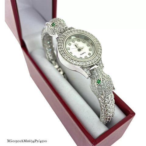 RELOJ ARO CON CABEZA DE PANTERA - PLATA .925