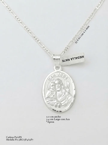 CADENA CON MEDALLA SAN JOSE - PLATA .925