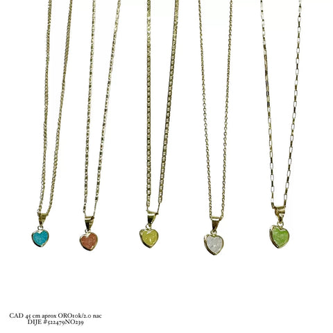 GARGANTILLA CORAZÓN COLORES TIPO GEMA