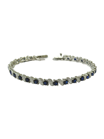 PULSERA VIÑETAS ZIRCONIA AZUL- PLATA .925