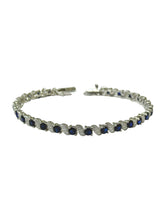PULSERA VIÑETAS ZIRCONIA AZUL- PLATA .925