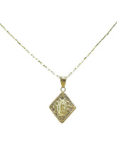 CADENA CON MEDALLA VIRGEN DE GUADALUPE - ROMBO AMARILLO - ORO 10K