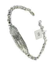 PULSERA PLACA LLAVE SAN BENITO - PIEDRA COLORES - PLATA .925