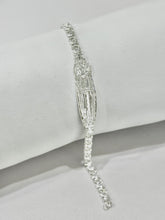 PULSERA PLACA LLAVE SAN BENITO - PIEDRA BLANCA - PLATA .925