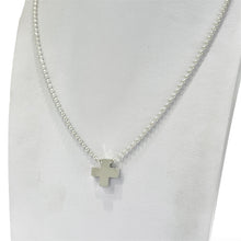 CADENA BOLEADA CON DIJE CRUZ TAMBOREADA - PLATA .925