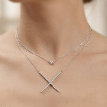 GARGANTILLA DOBLE EQUIS ZIRCONIAS - PLATA .925