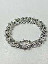 PULSO BARBADO EDGE BAGUETE ZIRCONIA - 21 CM x 1.4 CM PLATA .925