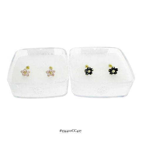 BROQUEL FLOR ZIRCONIAS TIPO LIS - ORO 10K