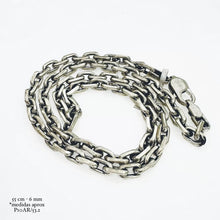 CADENA PAVONADA ESLABÓN CORTO ANCLA 6 mm - 55 cm - PLATA .925