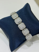 PULSO CUADROS BAGUETTE ZIRCONIA ITALY 22 cm - PLATA .925