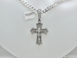 DIJE CRISTO CON PIEDRA ZIRCONIA BAGUETTE / MARGEN PICÓ - PLATA .925