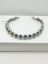 PULSERA CORAZÓN ZIRCONIA AZUL - PLATA .925