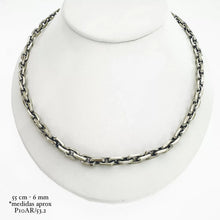 CADENA PAVONADA ESLABÓN CORTO ANCLA 6 mm - 55 cm - PLATA .925