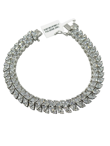 PULSERA DOBLE SECUENCIA TRIÁNGULOS ZIRCONIA - PLATA .925