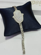 ESCLAVA PULSERA CON MANO DE FATIMA ZIRCONIA - PLATA .925