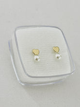 BROQUEL CORAZÓN CON PERLA - ORO 10K