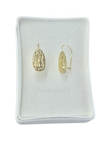 ARETE VIRGEN DE GUADALUPE CON ARILLO O GANCHO - ORO 10K