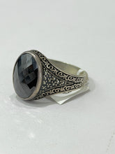 ANILLO PIEDRA NEGRA DISEÑO MARGEN - PLATA .925