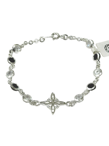 PULSERA NUDO DE BRUJA - BLANCO Y NEGRO - PLATA .925