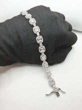 PULSERA CUADROS BAGUETTES ZIRCONIA - PLATA .925