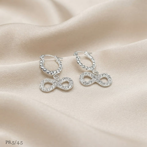 ARRACADA BOLEADA CON INFINITO COLGANTE - PLATA .925