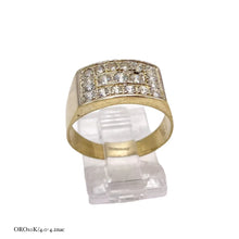 ANILLO PLACA CON ZIRCONIAS   - ORO 10K