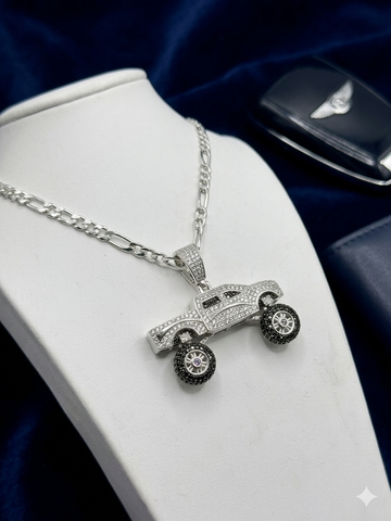 CADENA FIGARO CART 3x1 CON DIJE TROCA MONSTER - PLATA .925