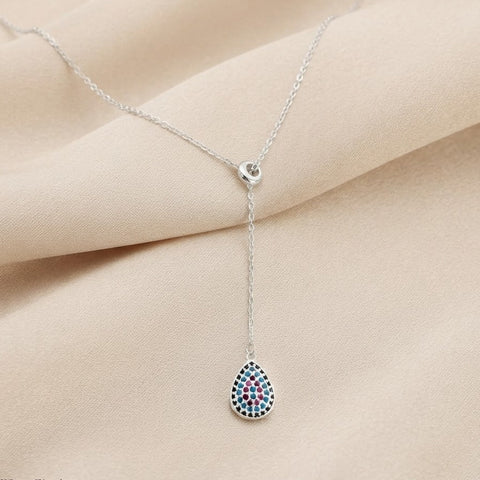 COLLAR CORBATERO GOTA COLORES - CLAROS - PLATA .925