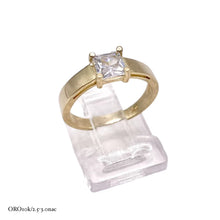 ANILLO SOLITARIO ZIRCONIA CUADRO CENTRAL LISO - ORO 10K
