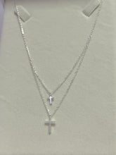 COLLAR GARGANTILLA DOBLE CADENA CON CRUCES  - PLATA .925