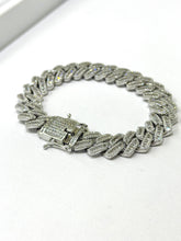 PULSO BARBADO EDGE BAGUETE ZIRCONIA - 21 CM x 1.4 CM PLATA .925