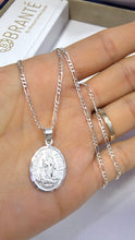 CADENA CON MEDALLA VIRGEN DE FATIMA - MATE - PLATA .925