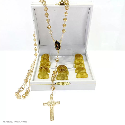 JUEGO DE ARRAS CHAPA DE ORO MEDIANAS - VIRGEN GPE