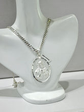 CADENA CON MEDALLA DOBLE VISTA VIRGEN DE GUADALUPE/SAGRADO CORAZON - MATE - PLATA .925