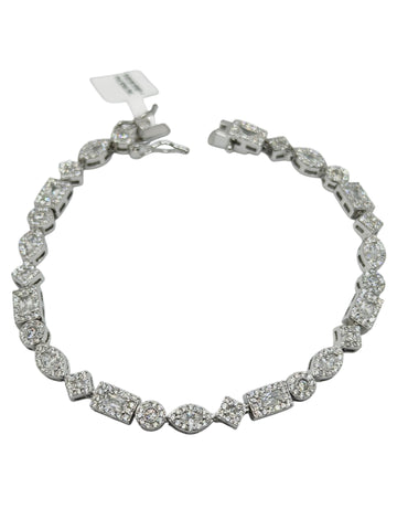 PULSERA FIGURAS GEOMÉTRICAS ZIRCONIA BLANCA - PLATA .925