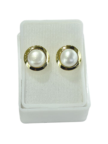 ARETE PERLA CON BASE GRANDE - ORO 10K